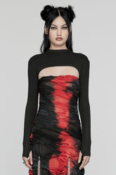 Black Solid Color Long Sleeves Women's Punk Cape